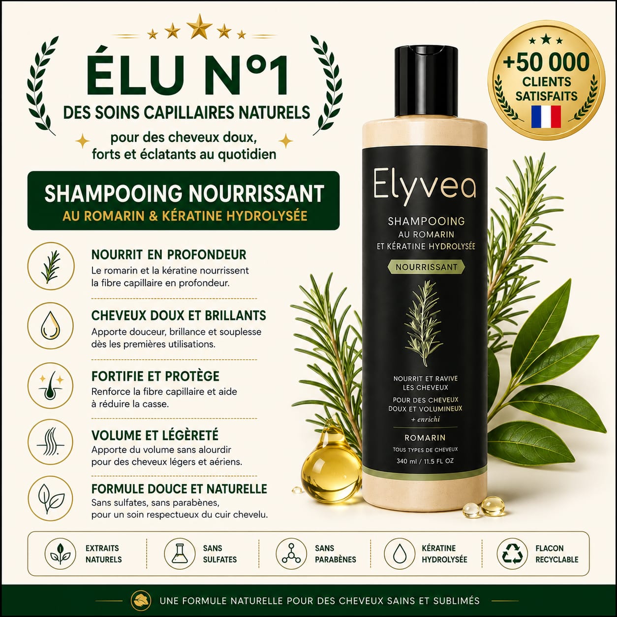 Elyvea Rosemary · Shampoing Croissance & Densité