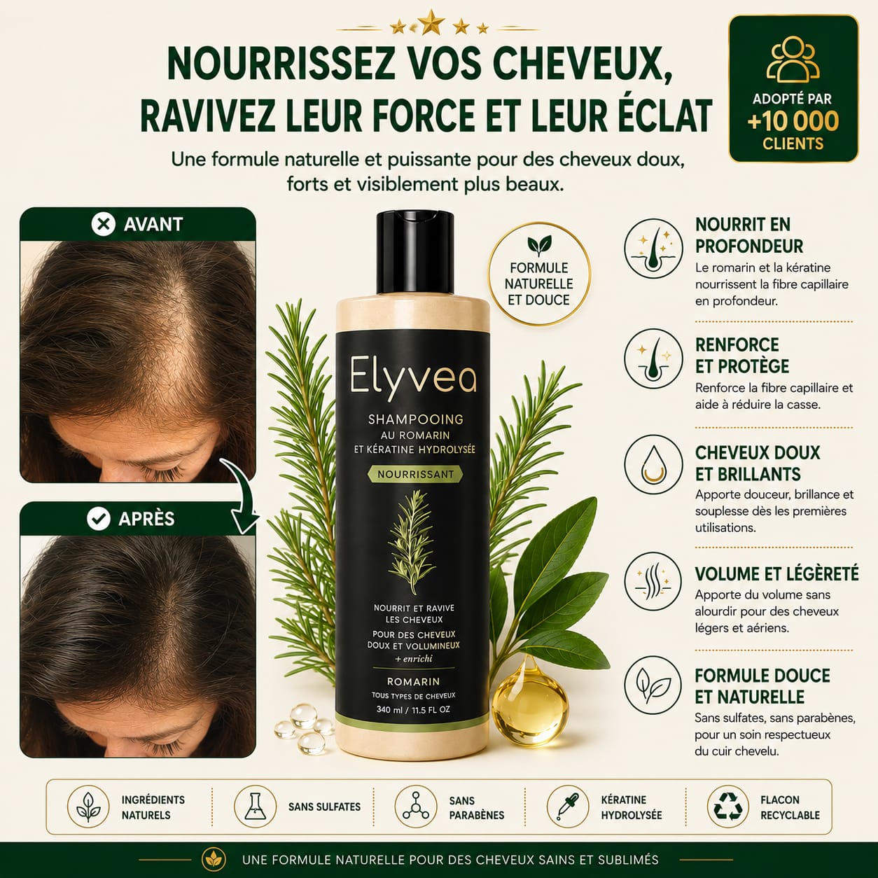 Elyvea Rosemary · Shampoing Croissance & Densité