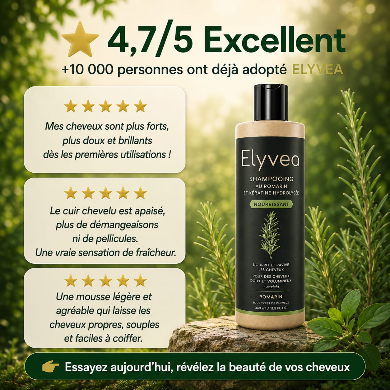 Elyvea Rosemary · Shampoing Croissance & Densité