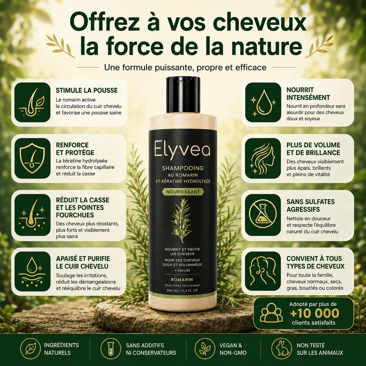 Elyvea Rosemary · Shampoing Croissance & Densité