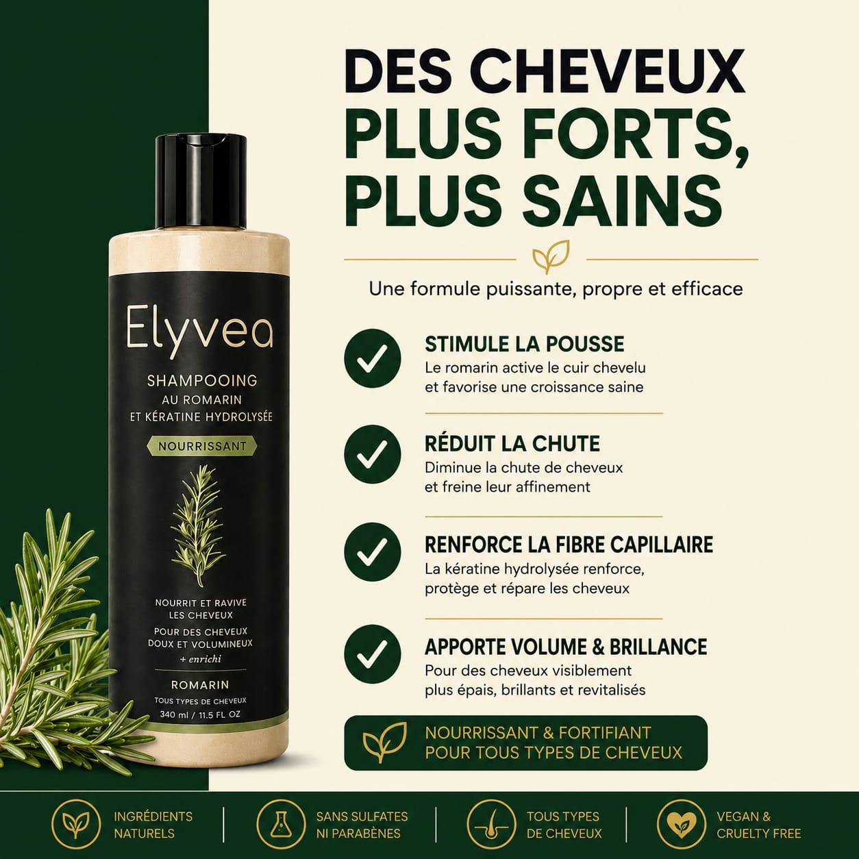 Elyvea Rosemary · Shampoing Croissance & Densité